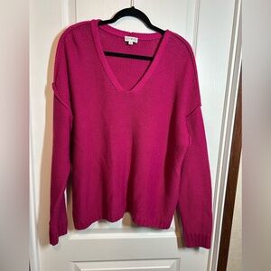 Wonderly Women's V-Neck Magenta Pink Sweater - Size L - EUC